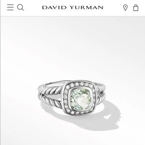 David Yurman Petite Albion Ring with Prasiolite and Pave Diamonds